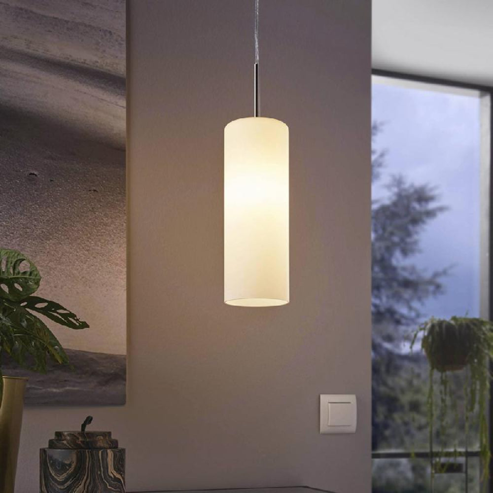 Troy 3- 1 Light Pendant Satin Nickel & White 110mm