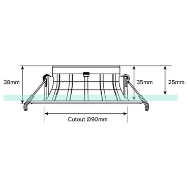Technical drawing of a metal frame with dimensions labeled
