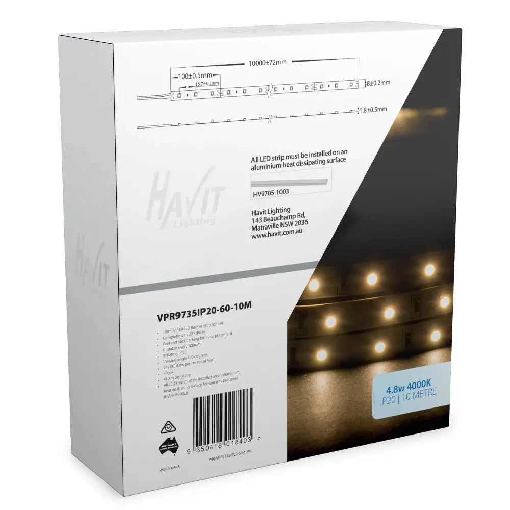 VIPER 4.8w 10m LED Strip kit 4000k - Amore Lighting