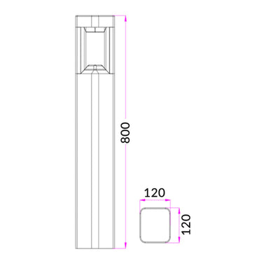 BOL4A 6W LED Bollard Light Grey Square