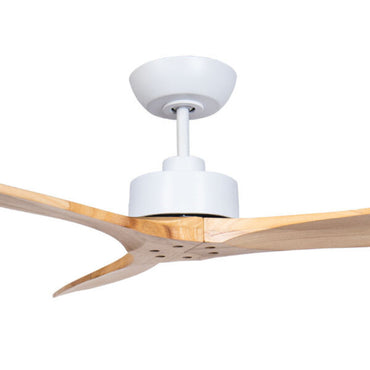 Fanco Wynd DC Ceiling Fan with Remote – White with Handcrafted Natural Timber Blade