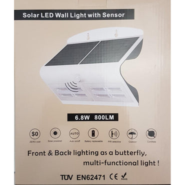 Solar LED Sensor Wall Butterfly Light 6.8W Black