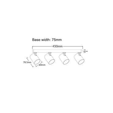 SPOT Interior GU10 Spot Light 4 Light Bar Matt Black