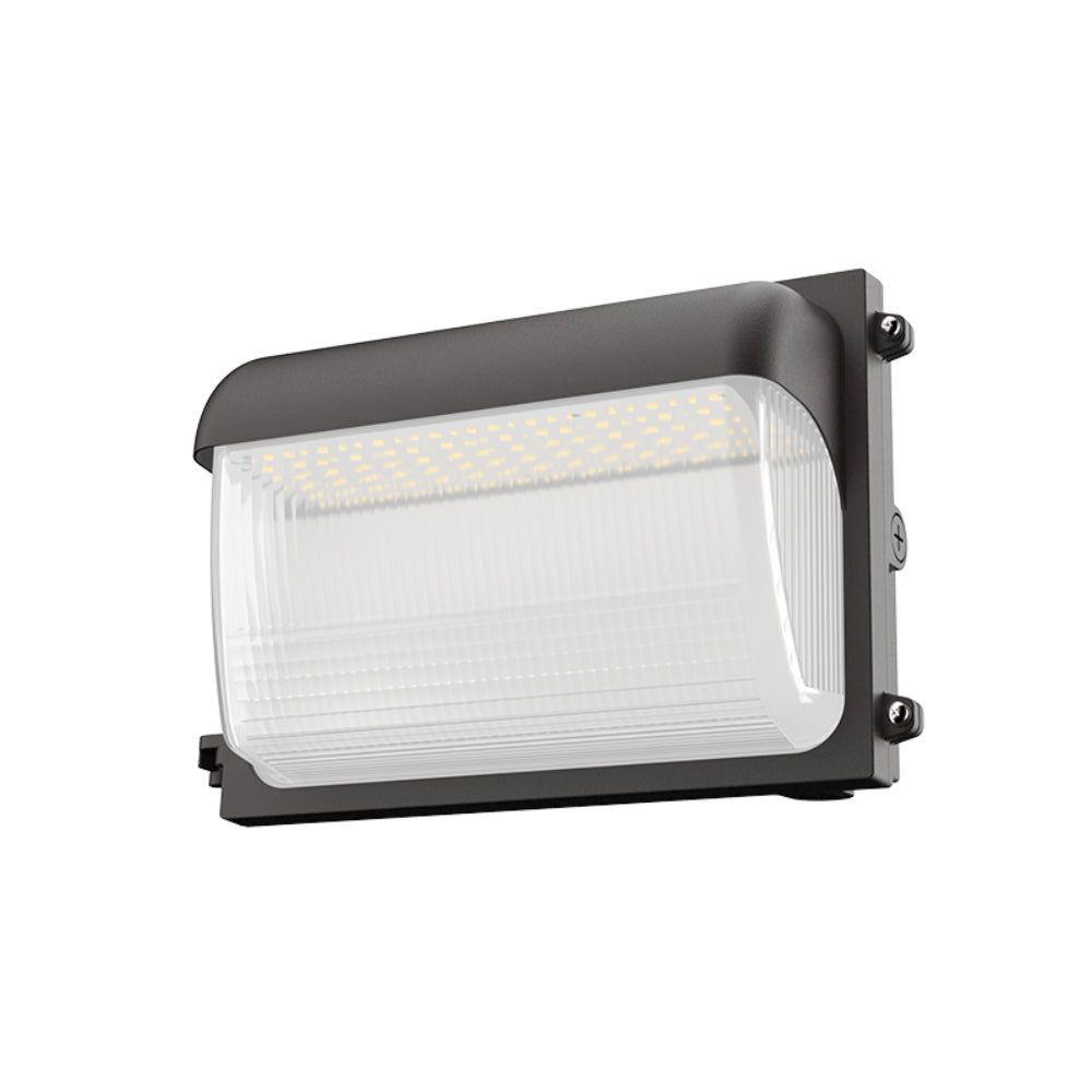 Black outdoor flood light on a white background