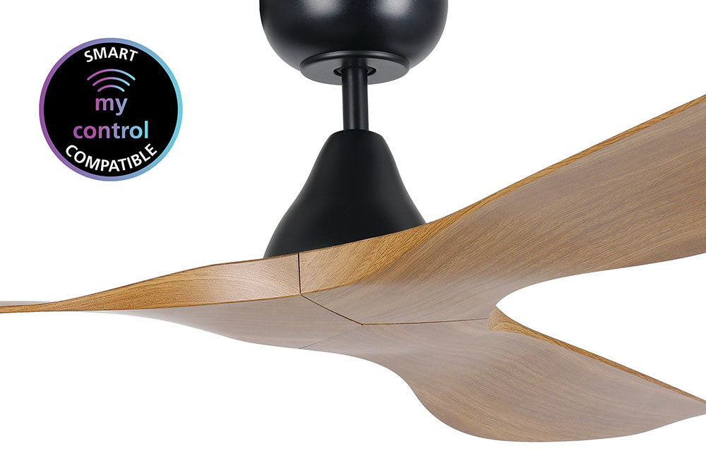 Surf 48" DC Ceiling Fan Matt Black / Burmese Teak