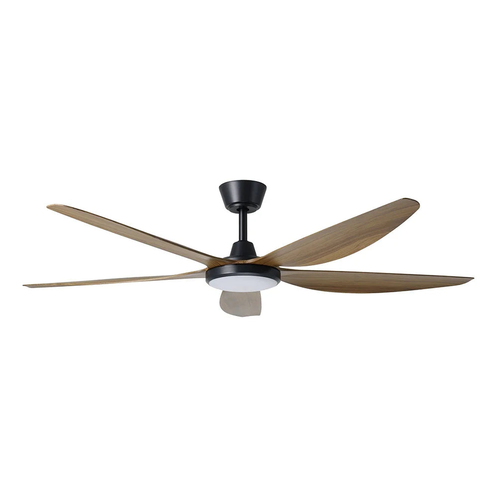 Miami 60" DC Ceiling Fan With 20W LED Black / Teak - Tri-Colour
