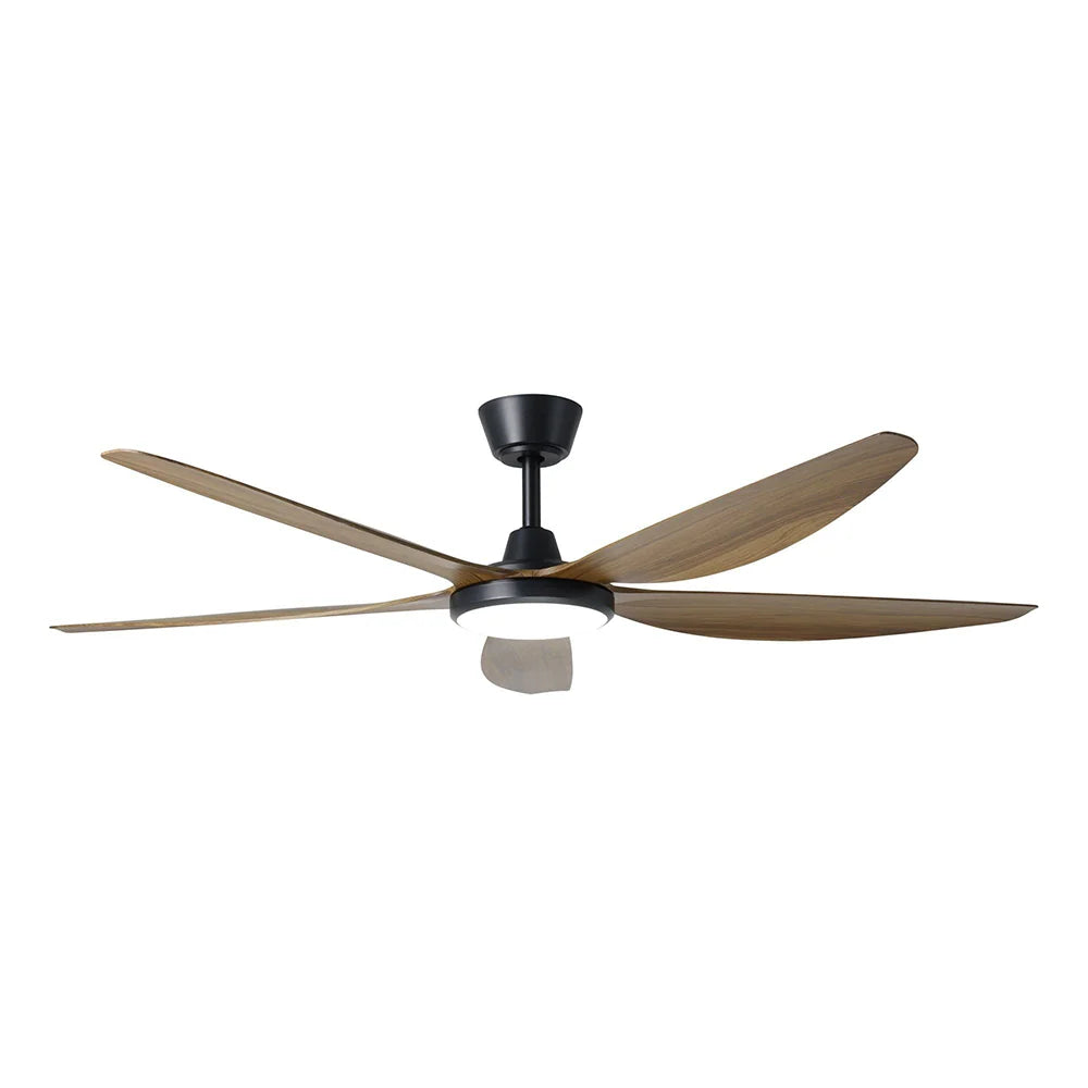 Miami 60" DC Ceiling Fan With 20W LED Black / Teak - Tri-Colour