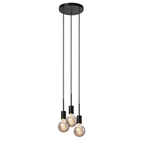 Paco 3 Light Cluster Suspension Pendant Black