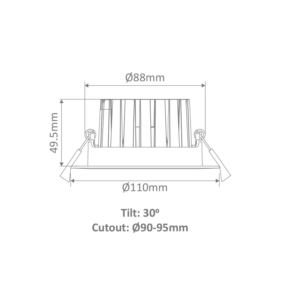 Aqua Tilt 13W Dimmable LED Downlight Tri-Colour Black