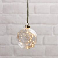 Glow Battery Operated Hanging Ball Light Silver-Warm White