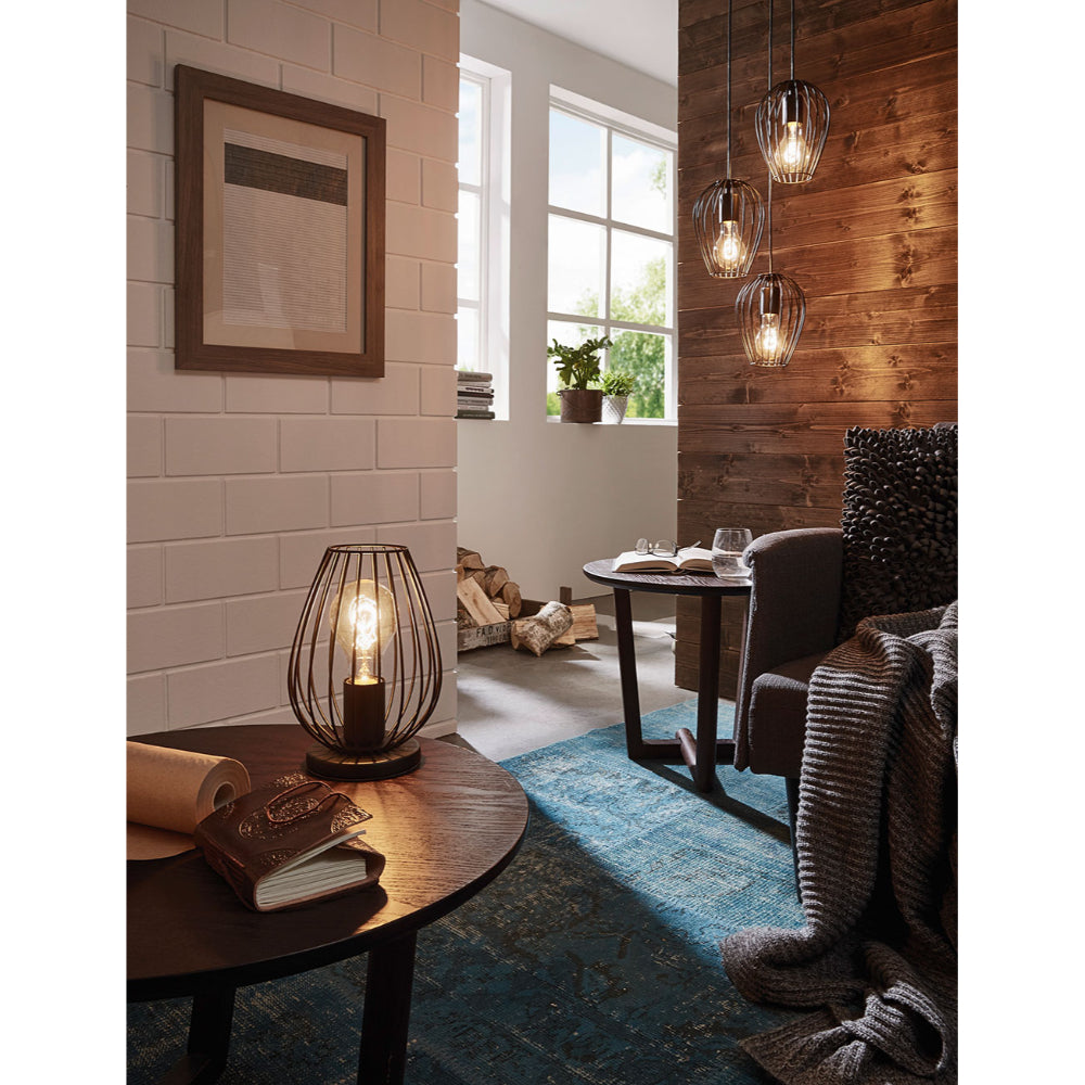 Newtown Vintage Wire Cage Table Lamp Black
