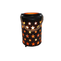 Black Metal LED Lantern w/ Gold Inside and Rope Handle