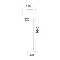 Technical drawing of a standing lamp with dimensions labeled