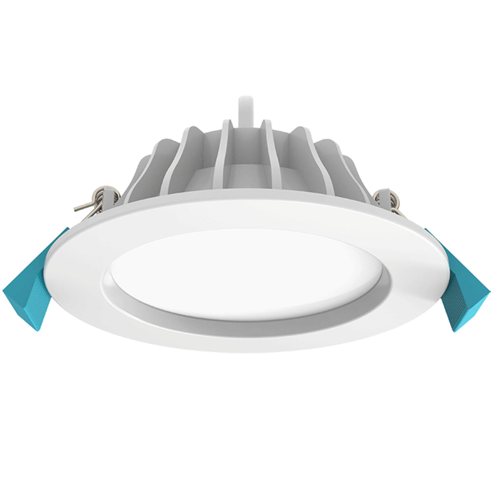 LED downlight with blue accents on a white background