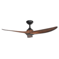 Ceiling fan with wooden blades on a white background