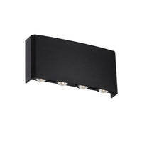 Black rectangular wall light fixture on a white background