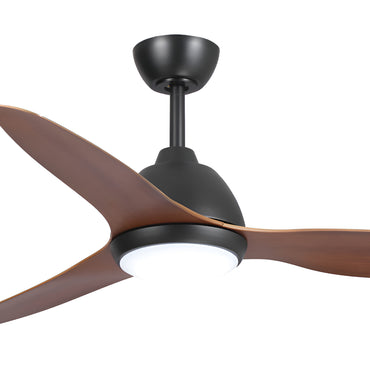 Breeze AC Ceiling Fan with LED Light – Black With Koa Blades 52″