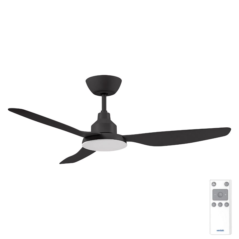 Glacier DC Ceiling Fan - 3 Blade 52" Black with Light