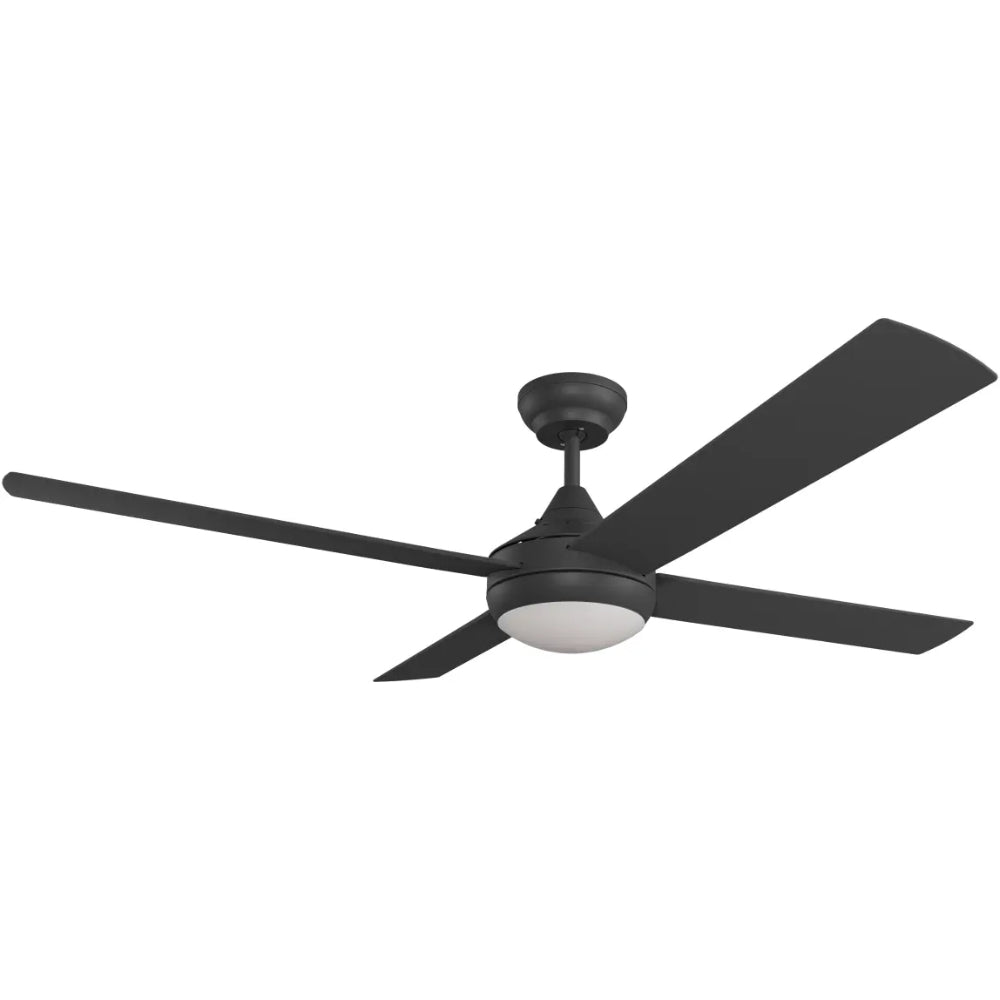 Heron Indoor/Outdoor Ceiling Fan With LED Light – Black 48″