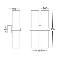 Luz Black Dual TRI Colour Up & Down Wall Pillar Light