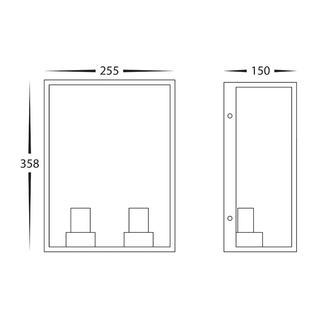 Bayside 316 Stainless Steel Black 2 Light Wall Light