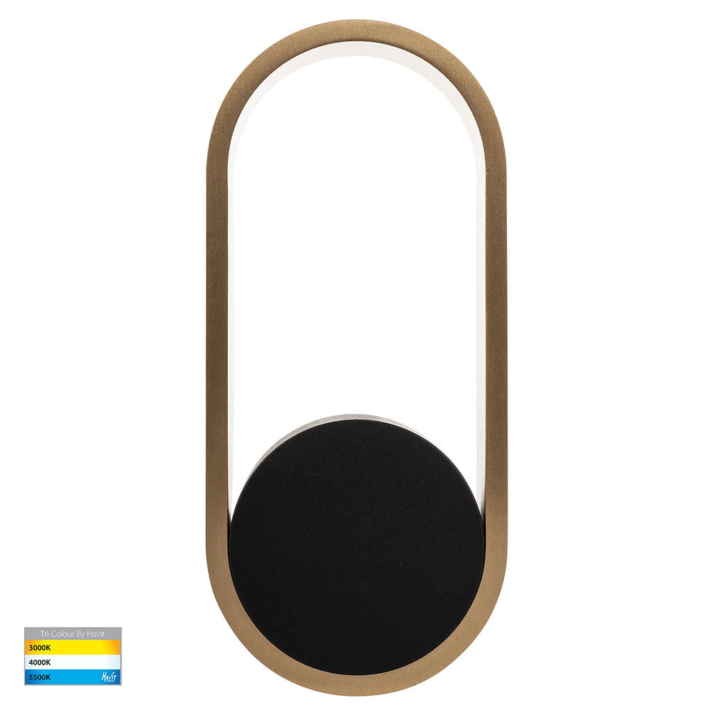 Ovale Black and Brass Wall Light