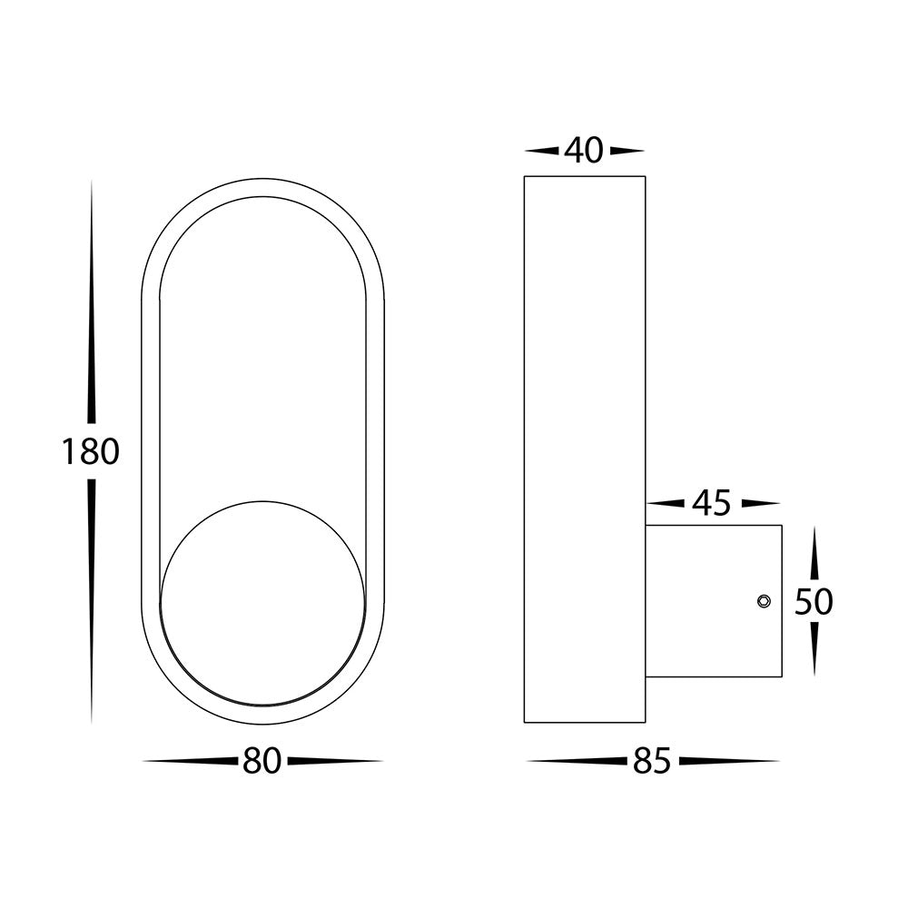 Ovale Black and Brass Wall Light