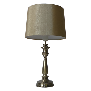 Antique Brass Touch Lamp With Linen Shade