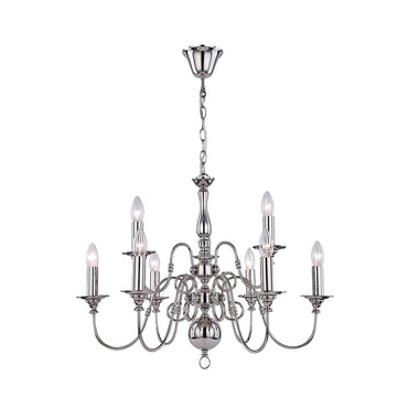 Ganeed Rustic Chandelier Polished Nickel 9 Lights