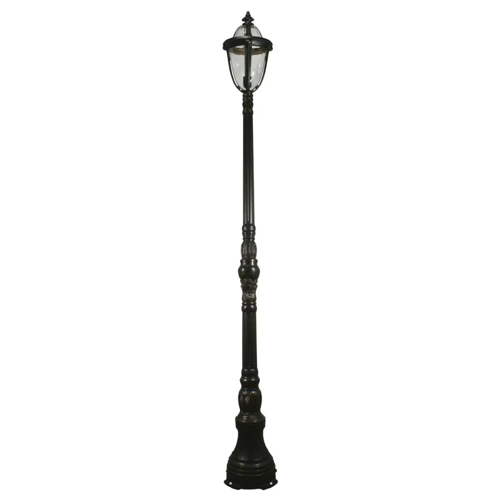Black decorative lamp post on a white background