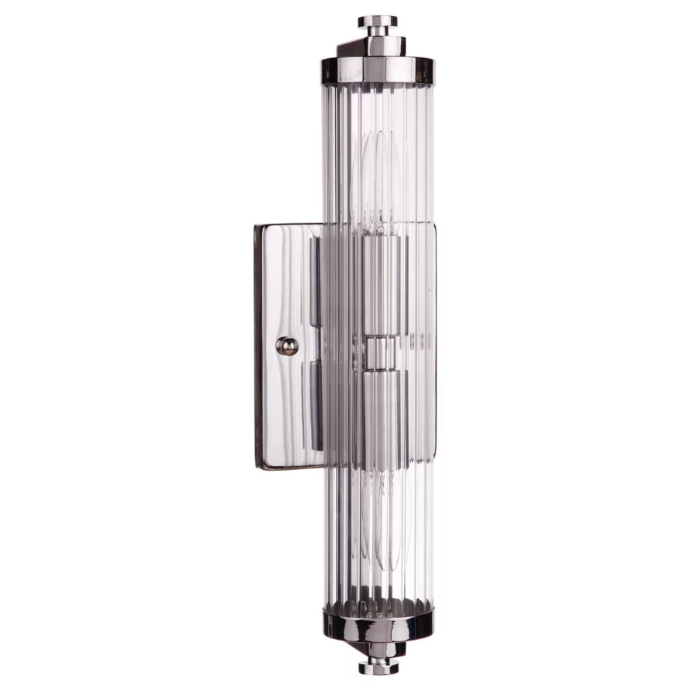 Decorative wall sconce with glass and metal design on a white background