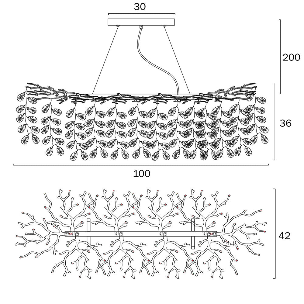 Molena 10 Light Rectangular Pendant Gold