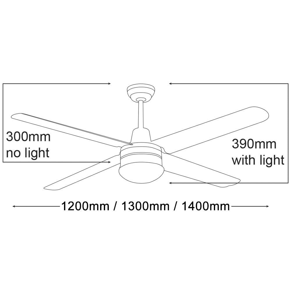 Precision 48" 4 Blade Ceiling Fan Only White