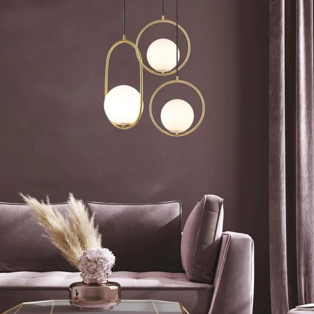 Ava Suspended Opal Glass Ball Pendant Light