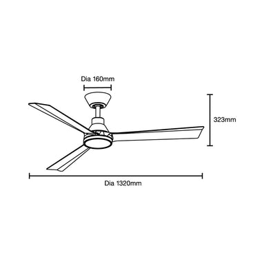 Riviera 52" DC Smart Ceiling Fan With WIFI Remote Control LED Light Black