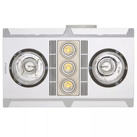 Profile Plus 2 3-in-1 Silver Bathroom Heater with 2 Heat Lamps, Exhaust Fan and