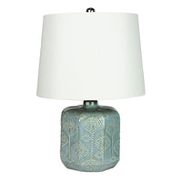 Bikki Embossed Ceramic Table Lamp with White Shantung Shade