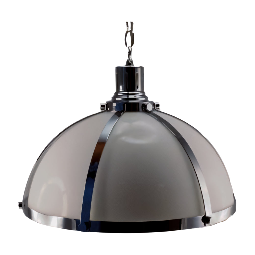 Pendant light with metallic finish on a white background