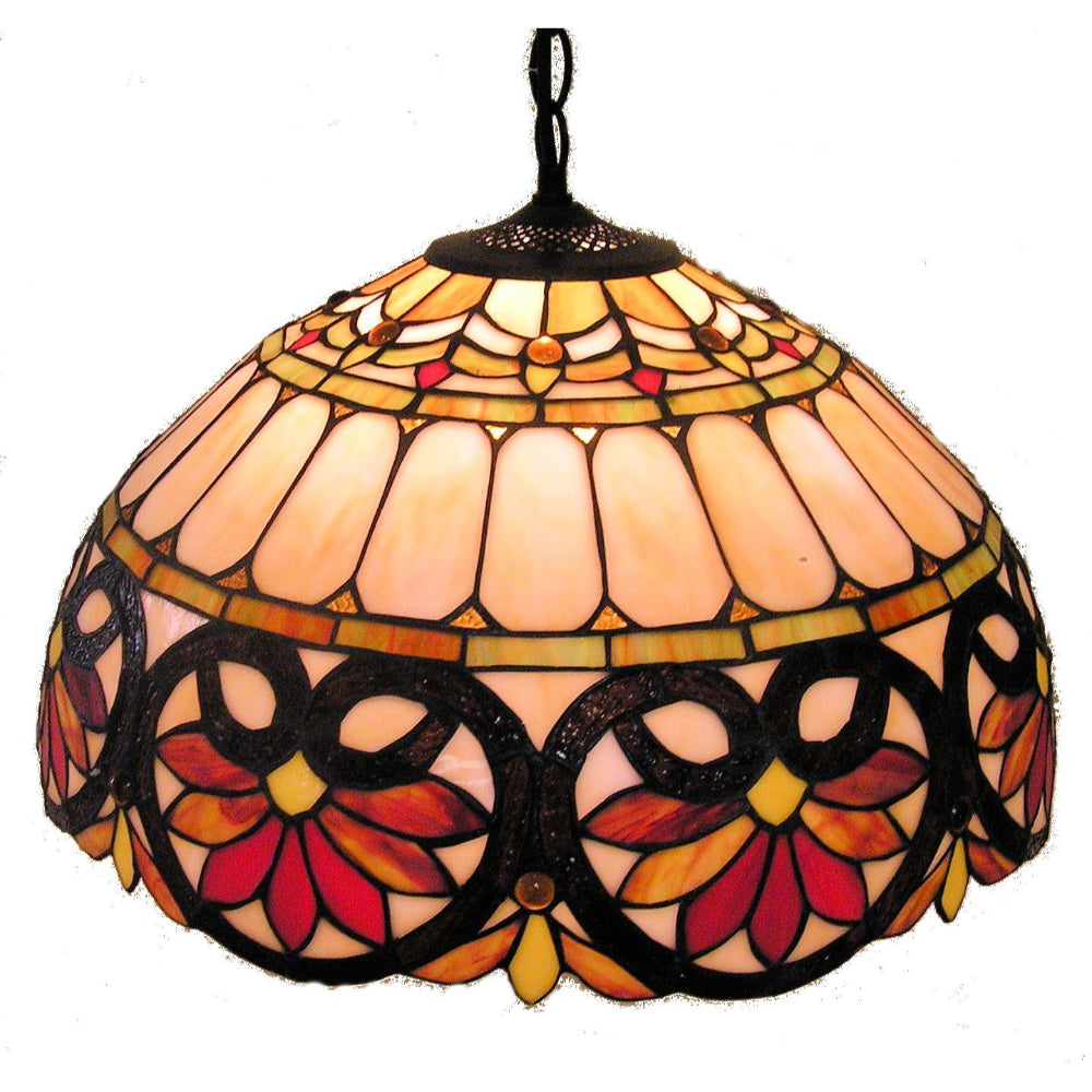 Stained glass lamp with floral design on a white background