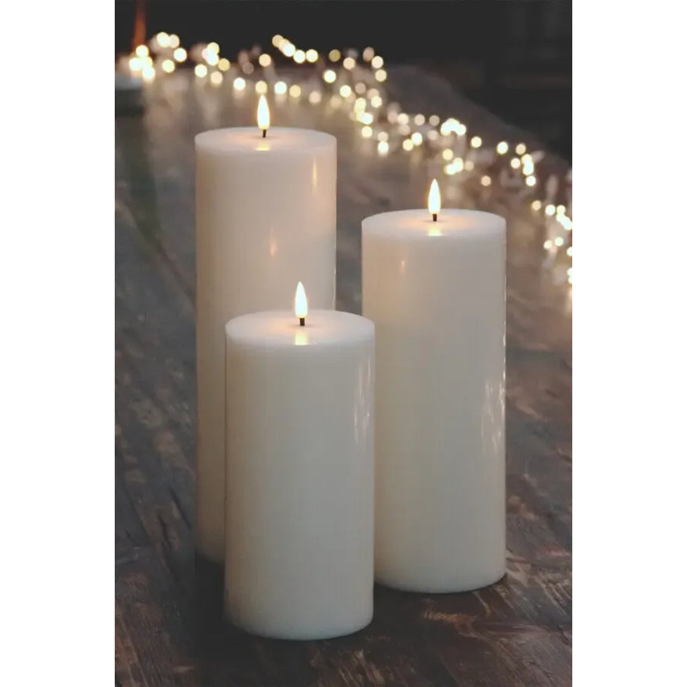 White Pillar Candles (Set of 3)