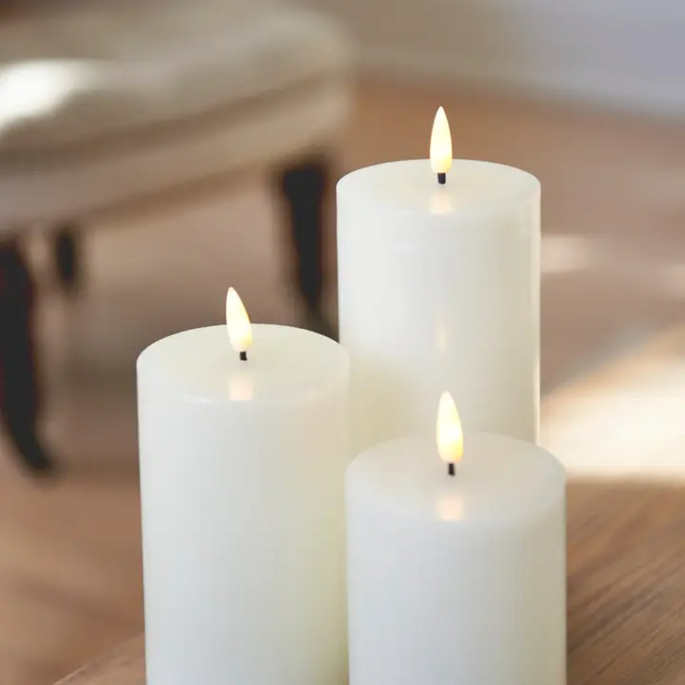 White Pillar Candles (Set of 3)