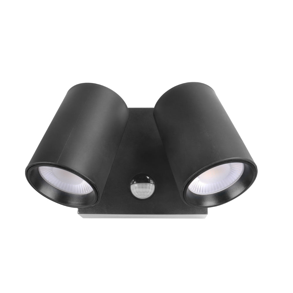 Black double-surface mount light with motion sensor on a white background