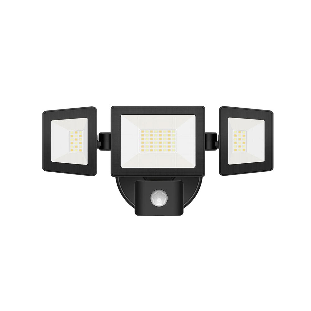 LED Adjustable Security Light With Sensor Black / Tri-Colour