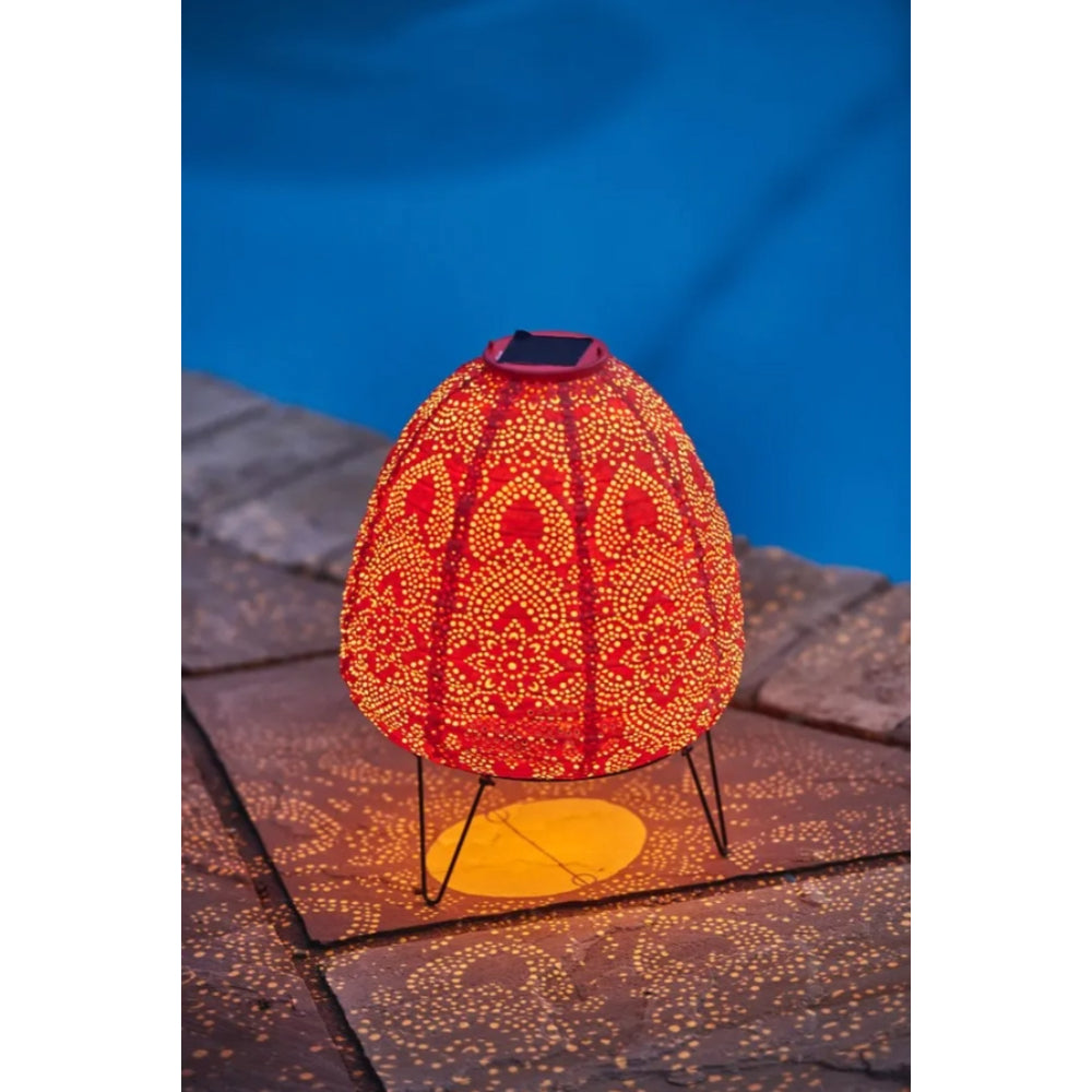 Outdoor Led Solar Lantern Red Dome