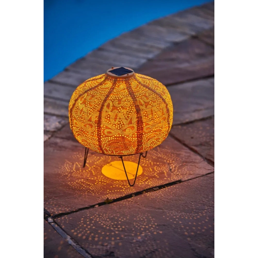 Outdoor Led Solar Lantern Yellow Pumpkin