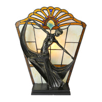 40cm Leadlight Art Deco Lamp - Amber