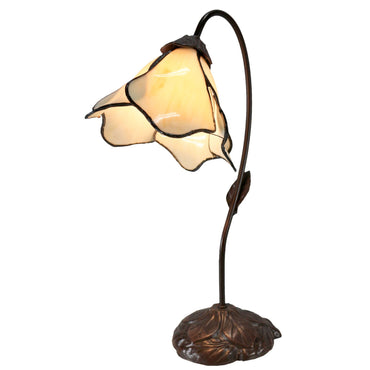 Beige Single Lotus Tiffany Table Lamp