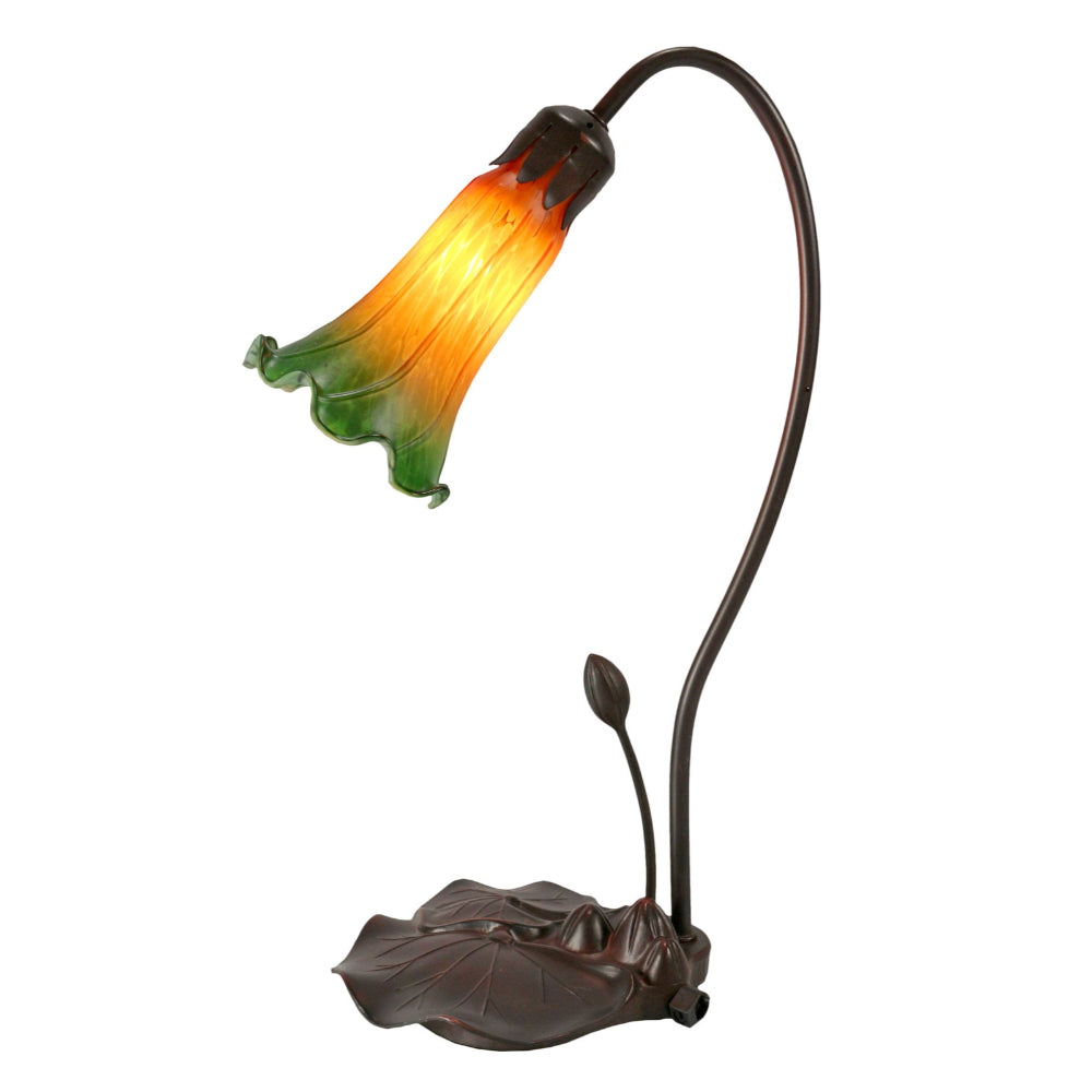 Single Lily Lamp - Amber Green