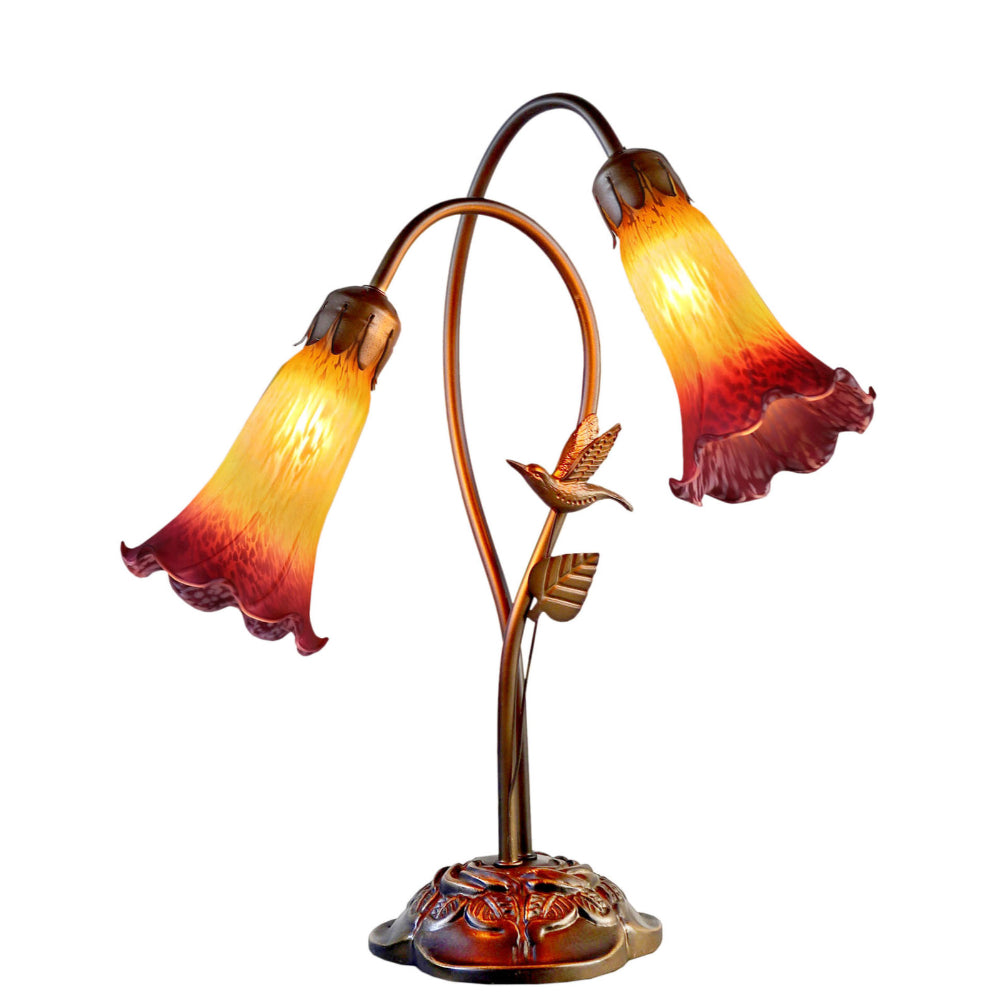 Twin Hummingbird Lily Lamp Orange Wine