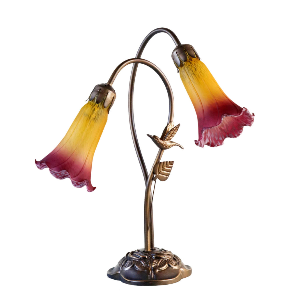 Twin Hummingbird Lily Lamp Orange Wine